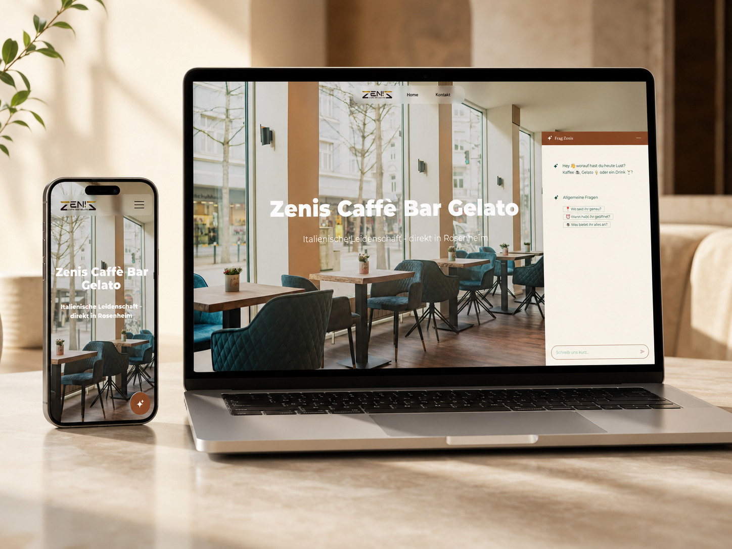 Zenis Caffè Bar Gelato – Website Mockup